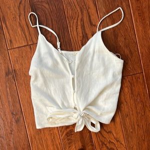 White linen button top